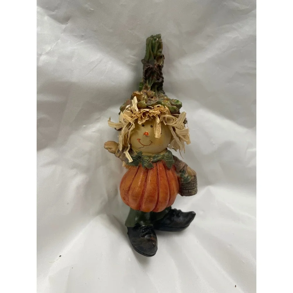 Set of 3 Resin Pumpkin Scarecrow Figurines Autumn Fall Harvest Decor 4.5 Inch